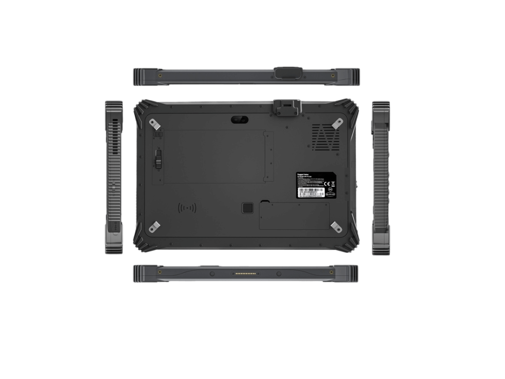 Rückseite und Seitenteile des I20A Tablets: Robustes Design, vielseitige Anschlüsse