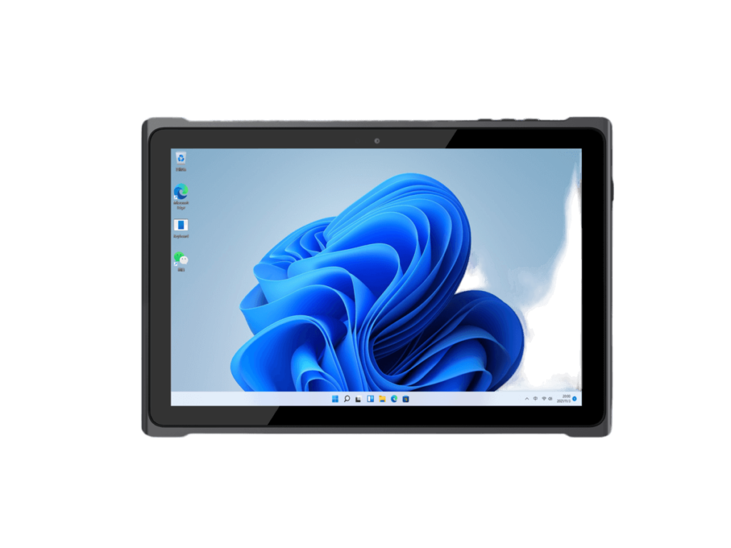 Frontansicht des Poindus Q19 Tablets in Schwarz - Leistungsstarker Snapdragon-Prozessor, brillantes 10-Zoll Full HD Display, perfekt für den Einsatz unterwegs.