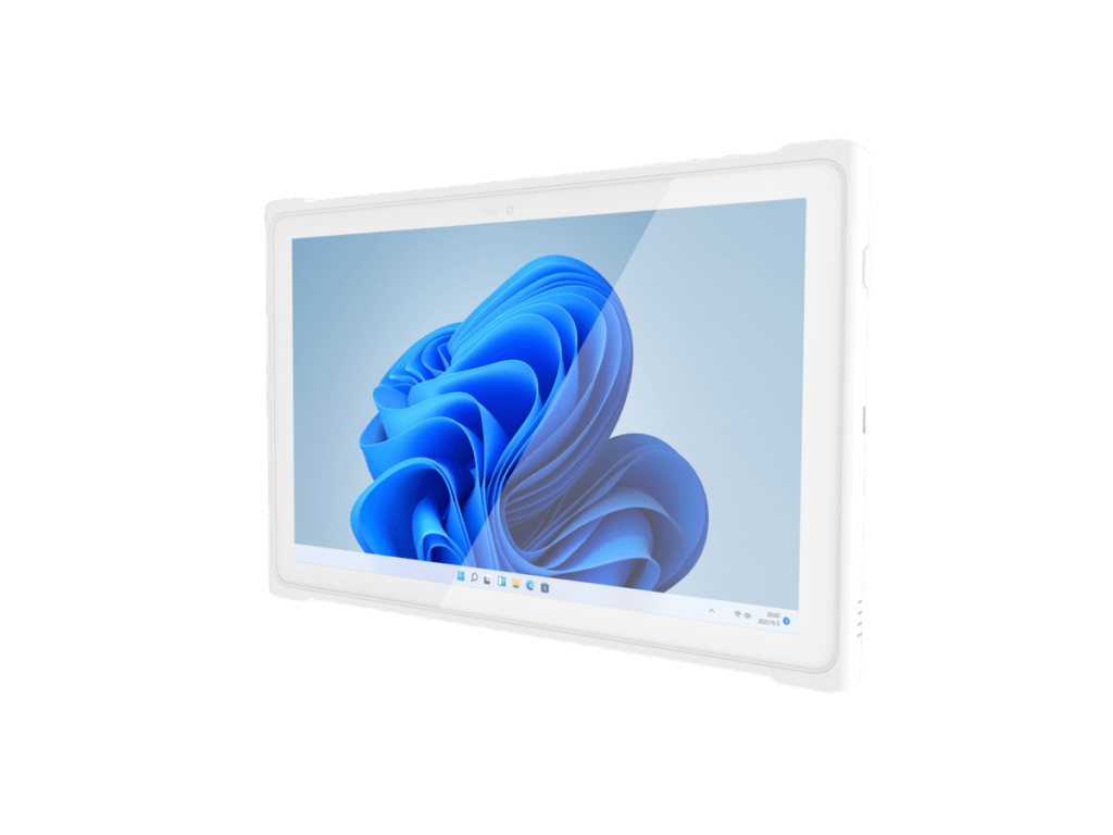Frontansicht des Poindus Q19 Tablets in Weiß - Leistungsstarker Snapdragon-Prozessor, brillantes 10-Zoll Full HD Display, perfekt für den Einsatz unterwegs.